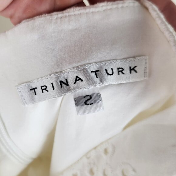 Trina Turk White Tahlia Eyelet Romper Adjustable Straps sz 2 - Picture 8 of 9